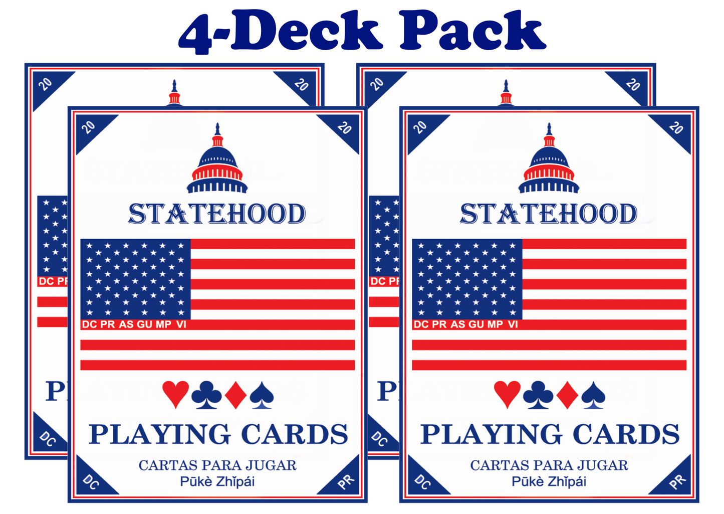 Statehood Playing Cards 4-Deck Pack
